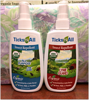 2 Bottles of Ticks-N-All; one All Purpose and the other Lyme Guard