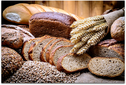 Assorted types of bread & grains