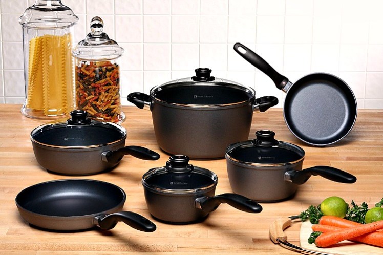 A set of Swiss Diamond Non-Stick Cookware